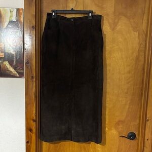 Coldwater Creek Chocolate Brown 100% pig suede skirt
